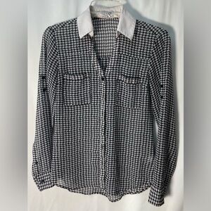 Express Monochrome Houndstooth Portofino Shirt